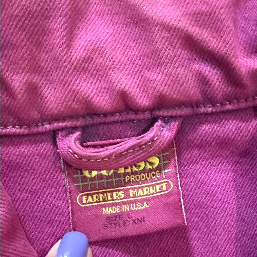 GUESS x Sean Wotherspoon Farmers Market Magenta Acid Wash Denim Jacket Large - Picture 2 of 8